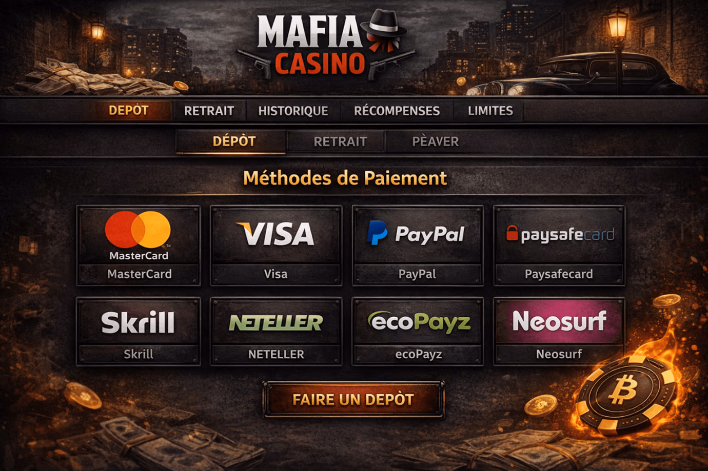2Dépôts et Retraits sur Mafia Casino.avif